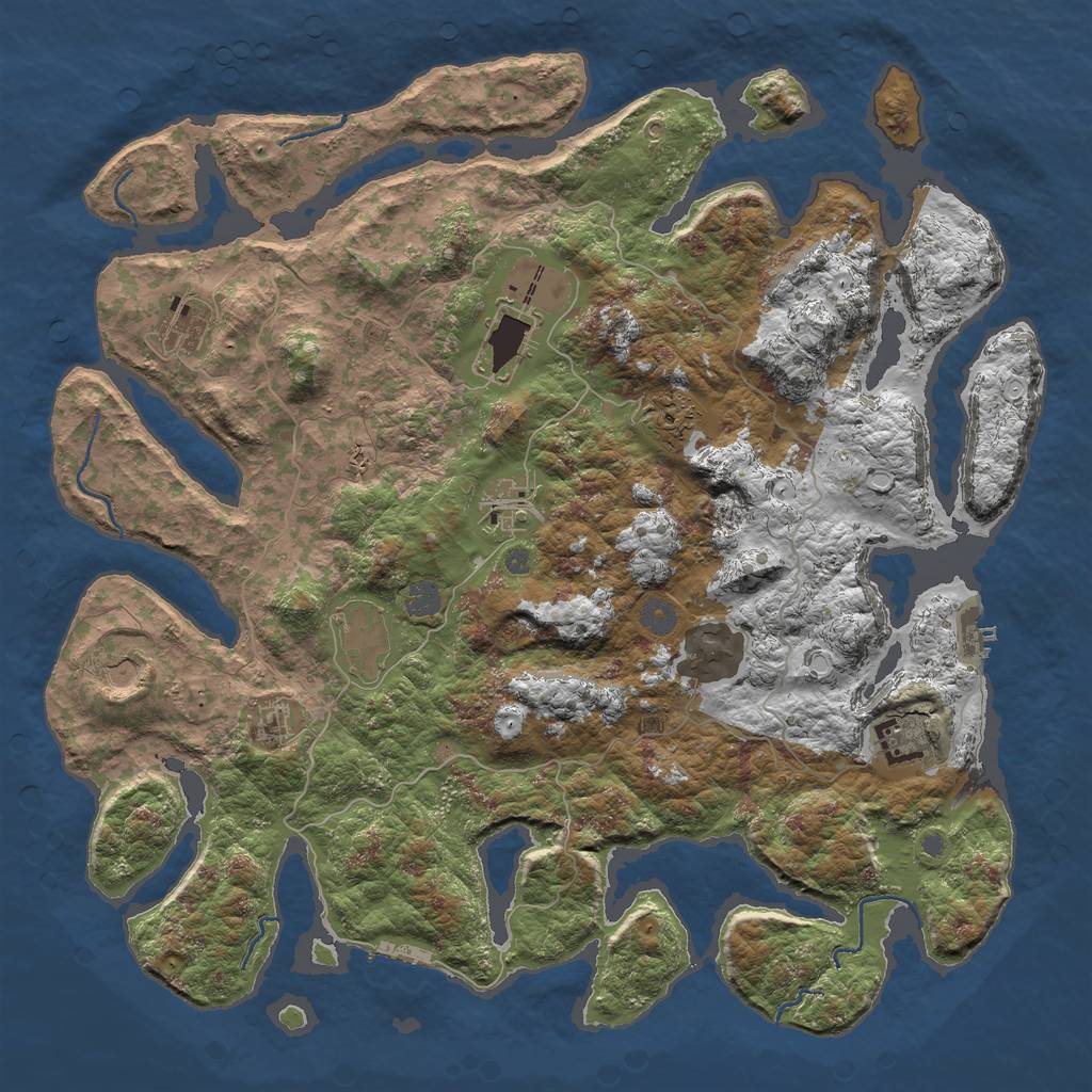 Rust Map: Procedural Map, Size: 4500, Seed: 52108, 16 Monuments