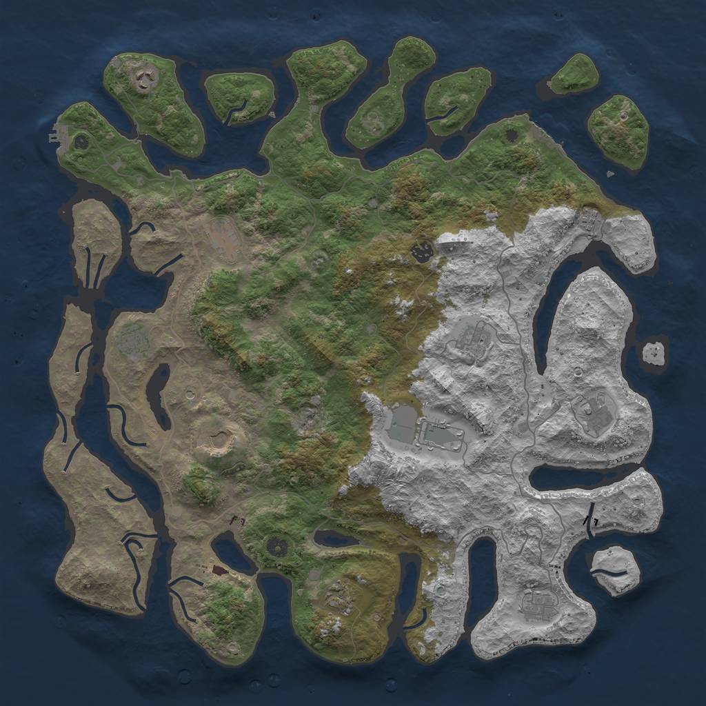 Rust Map: Procedural Map, Size: 5000, Seed: 3300, 16 Monuments