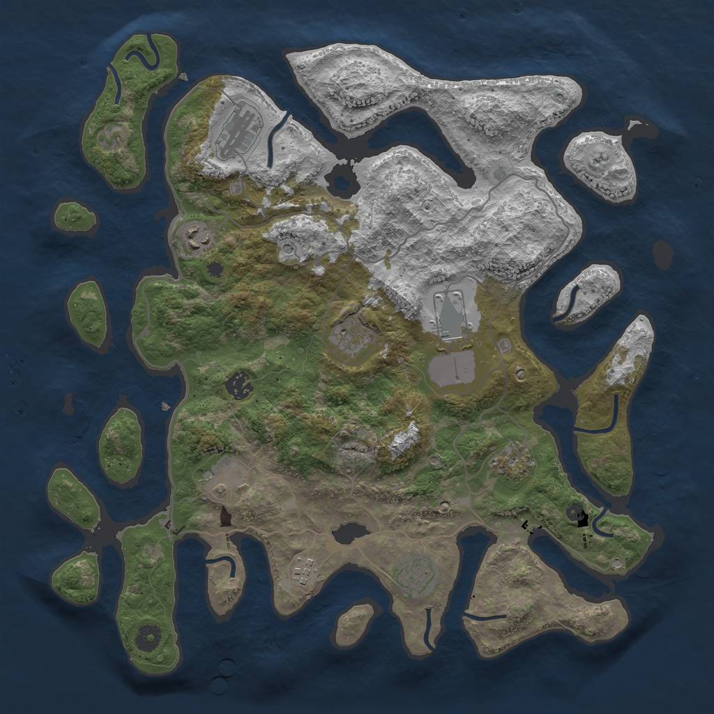 Rust Map: Procedural Map, Size: 4000, Seed: 74000, 12 Monuments