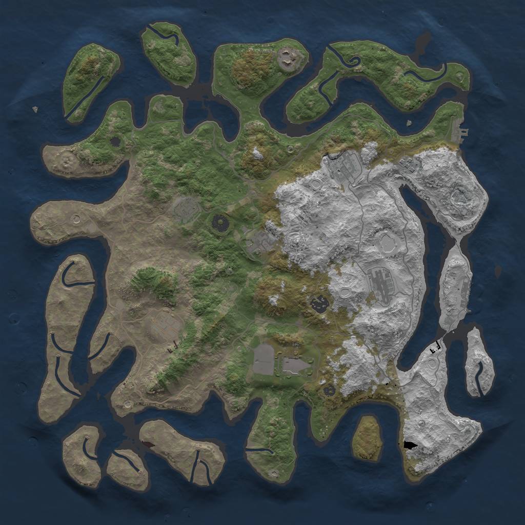 Rust Map: Procedural Map, Size: 4500, Seed: 918273, 20 Monuments