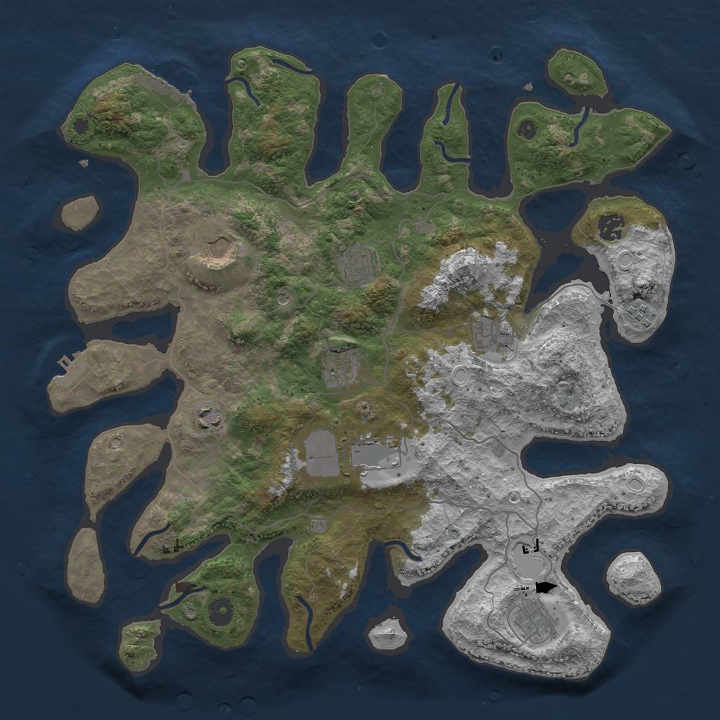 Rust Map: Procedural Map, Size: 4000, Seed: 535464, 17 Monuments