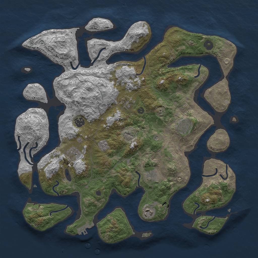 Rust Map: Procedural Map, Size: 4000, Seed: 547457344, 11 Monuments