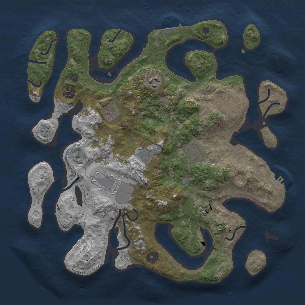 Rust Map: Procedural Map, Size: 3800, Seed: 310100980, 17 Monuments