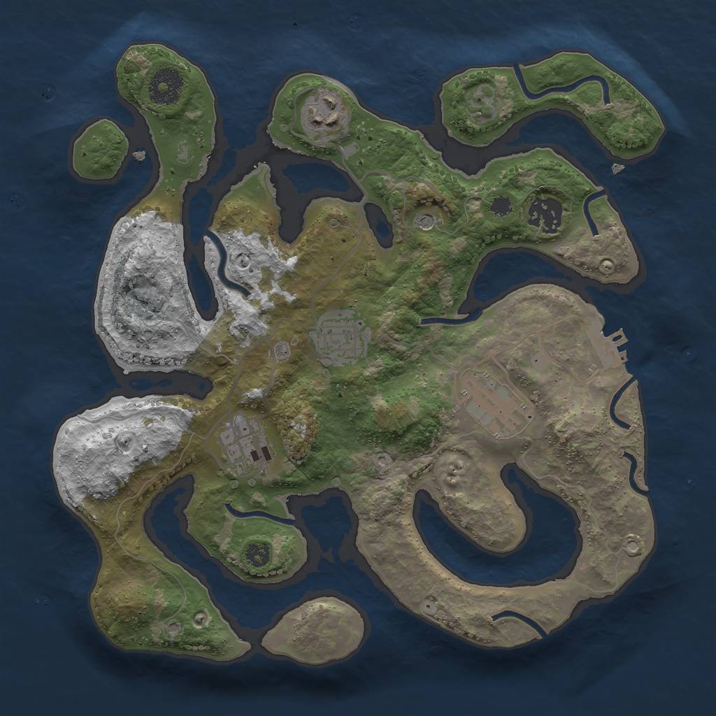 Rust Map: Procedural Map, Size: 3000, Seed: 81000308, 9 Monuments