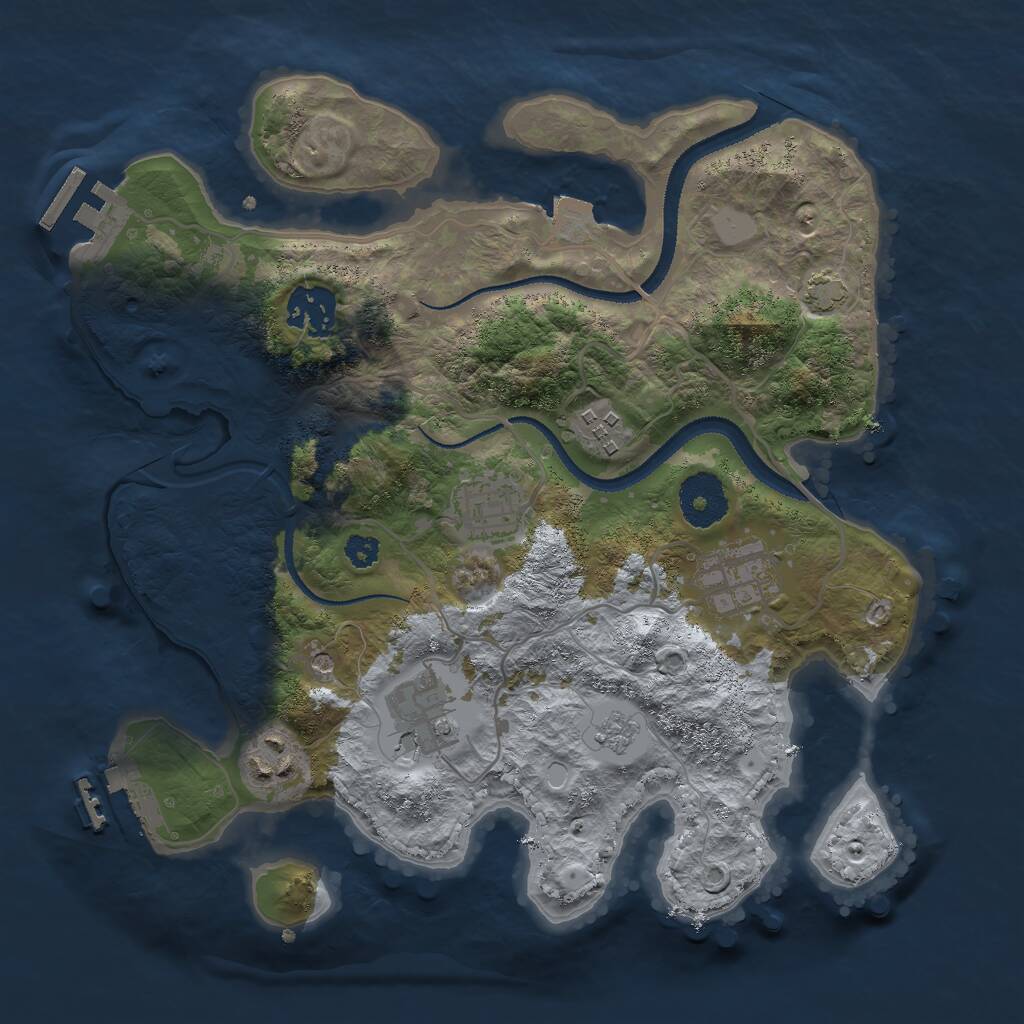 Rust Map: Procedural Map, Size: 3000, Seed: 30003627, 12 Monuments