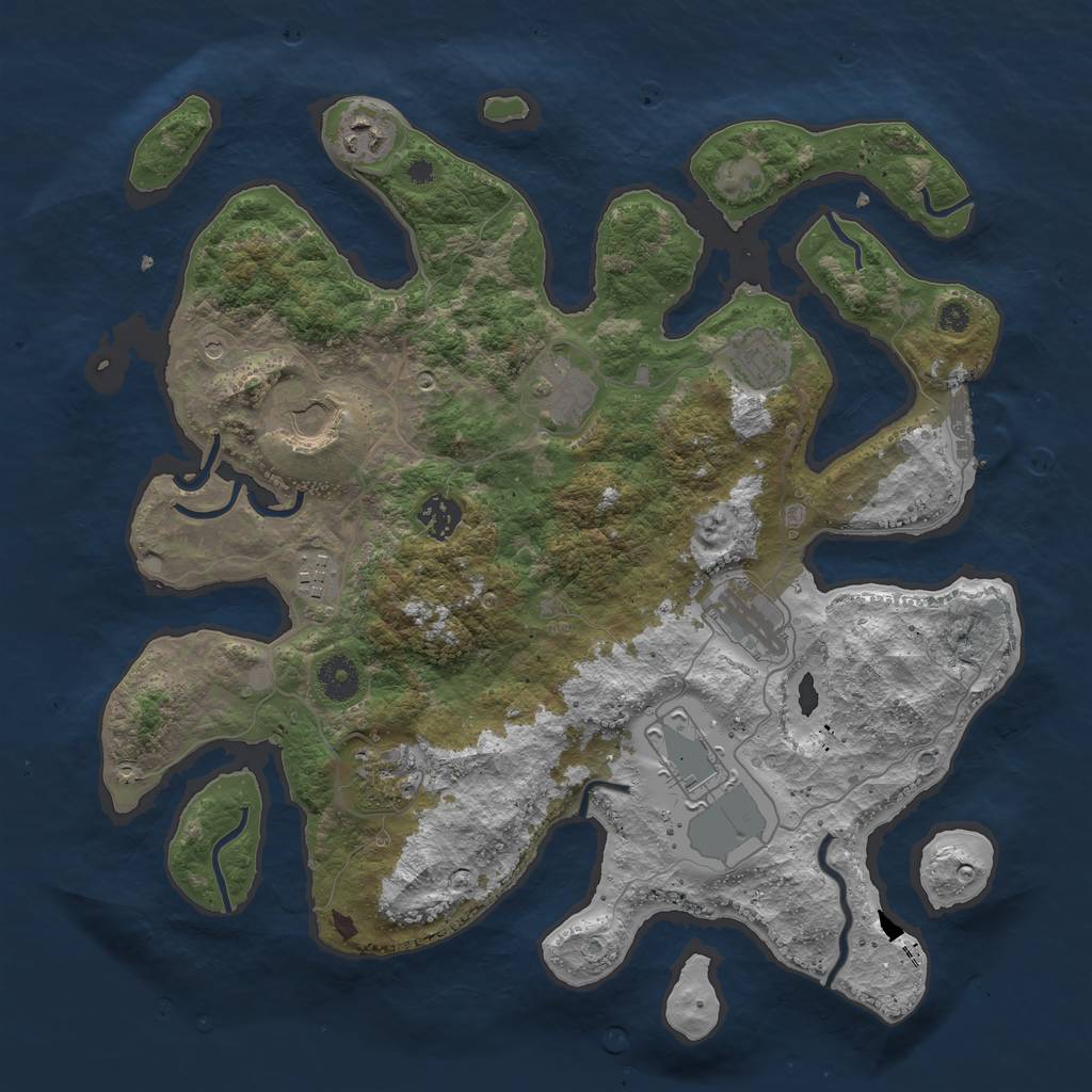 Rust Map: Procedural Map, Size: 3800, Seed: 971619394, 13 Monuments