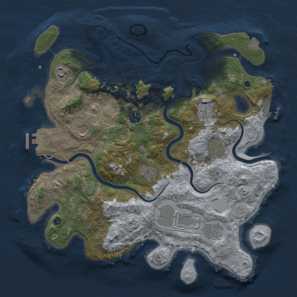 Rust Map: Procedural Map, Size: 3800, Seed: 971619394, 16 Monuments