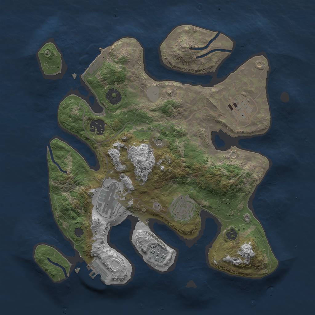 Rust Map: Procedural Map, Size: 3000, Seed: 386544, 13 Monuments