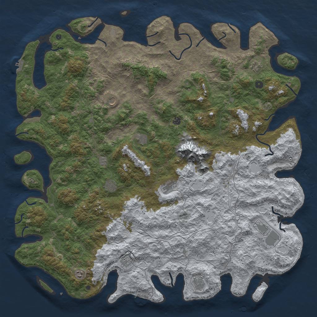 Rust Map: Procedural Map, Size: 6000, Seed: 455438, 20 Monuments