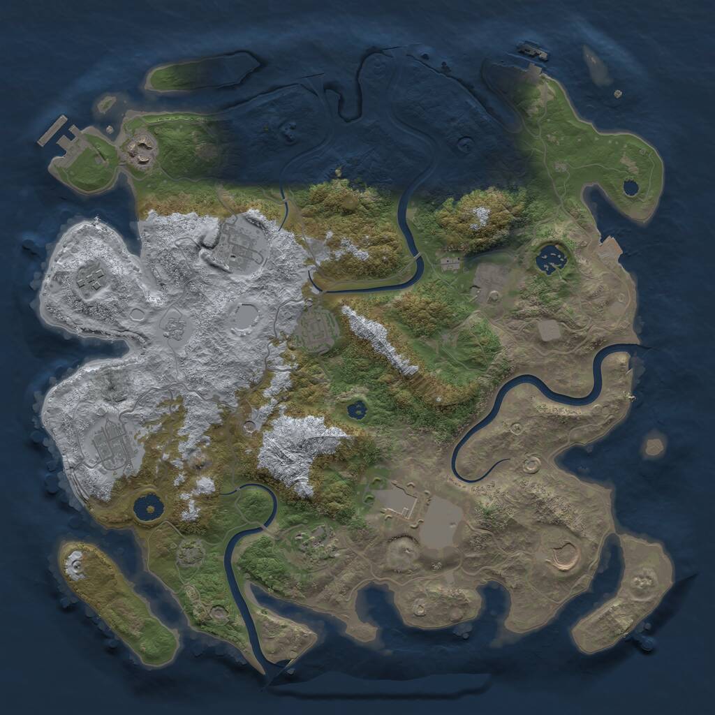 Rust Map: Procedural Map, Size: 3800, Seed: 271358745, 16 Monuments