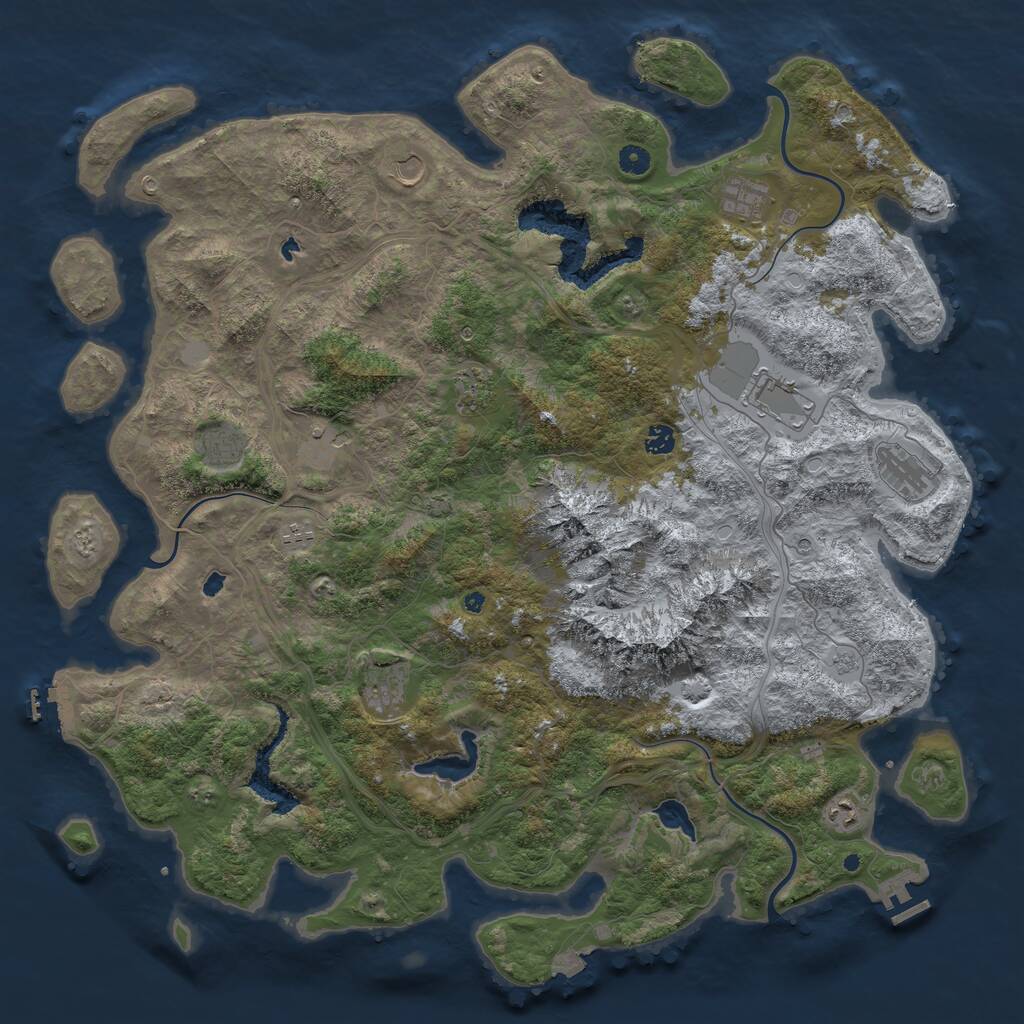 Rust Map: Procedural Map, Size: 5000, Seed: 786354, 17 Monuments