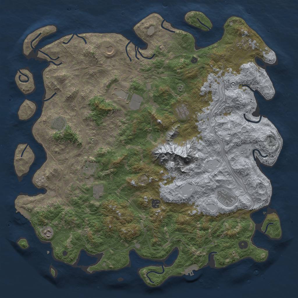 Rust Map: Procedural Map, Size: 5000, Seed: 786354, 20 Monuments