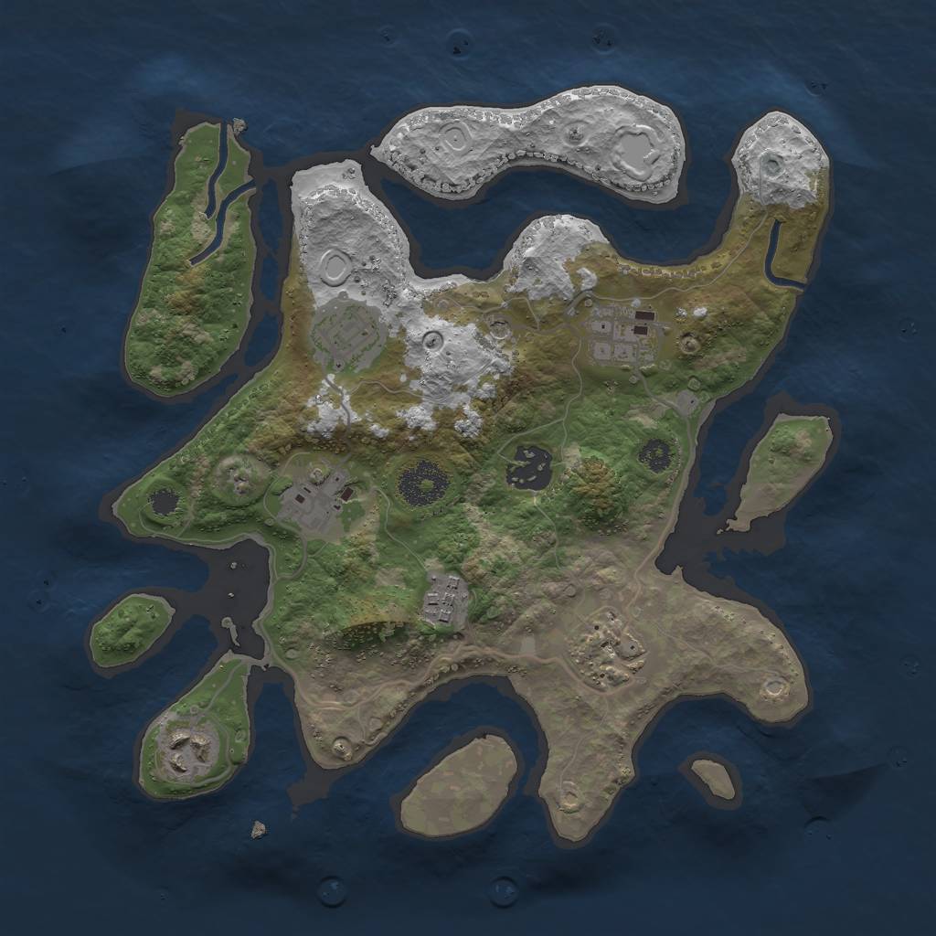 Rust Map: Procedural Map, Size: 3000, Seed: 3367, 13 Monuments