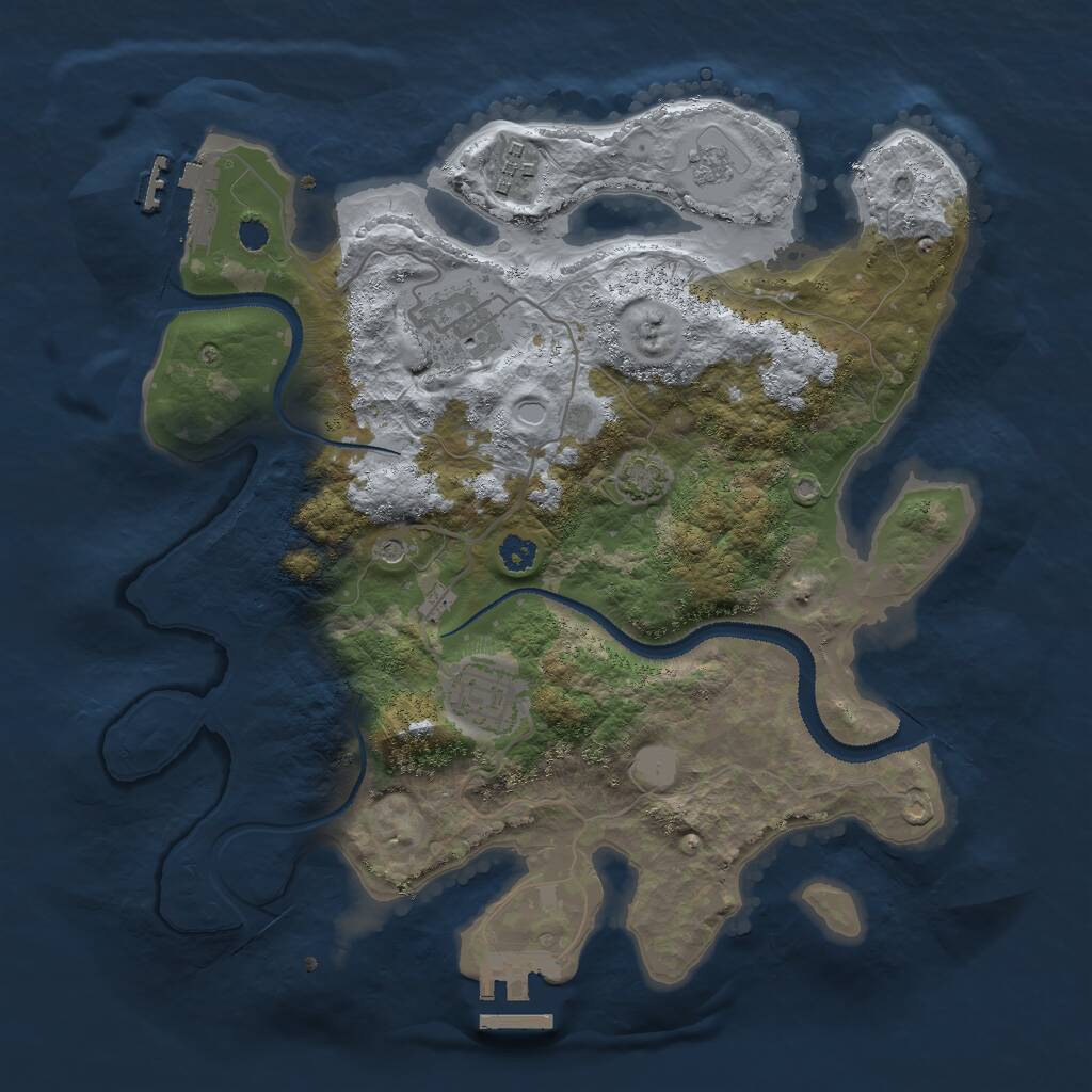 Rust Map: Procedural Map, Size: 3000, Seed: 3367, 9 Monuments
