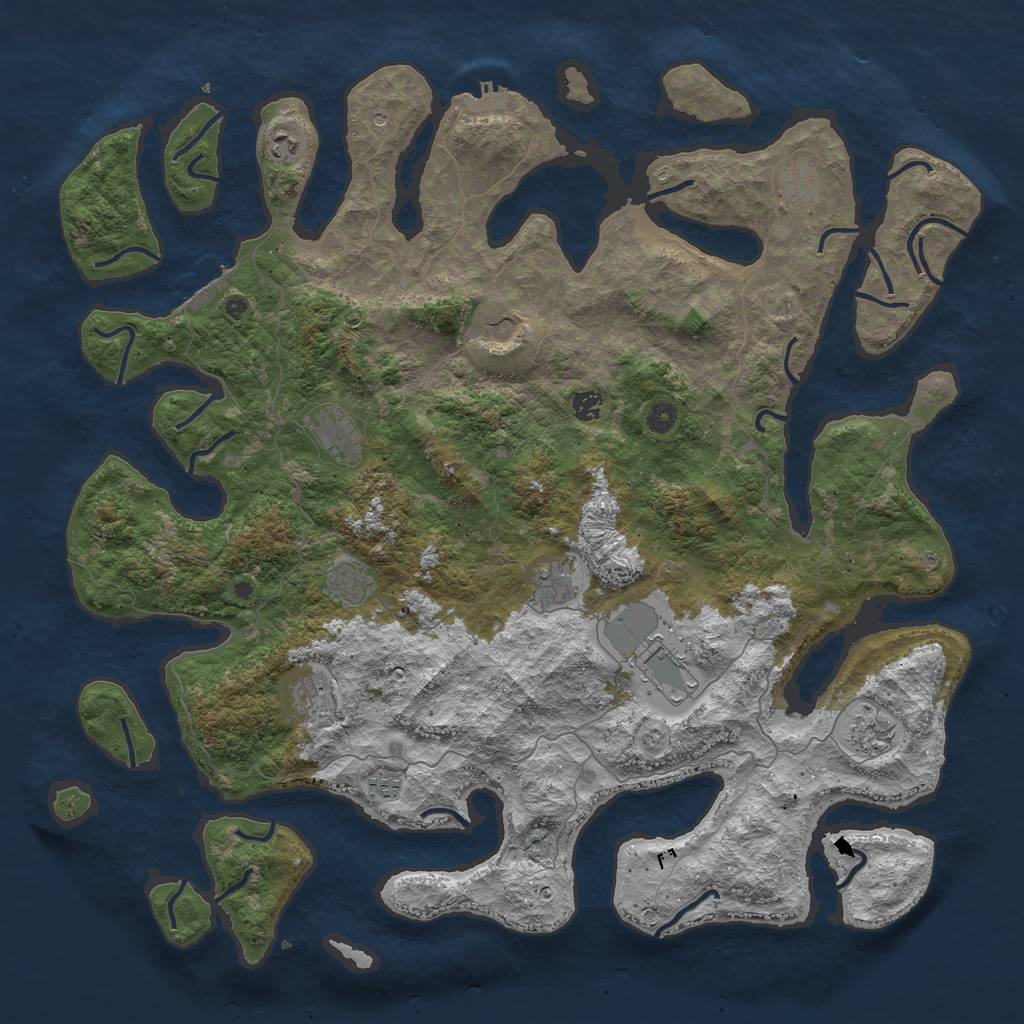 Rust Map: Procedural Map, Size: 5000, Seed: 7483647, 16 Monuments