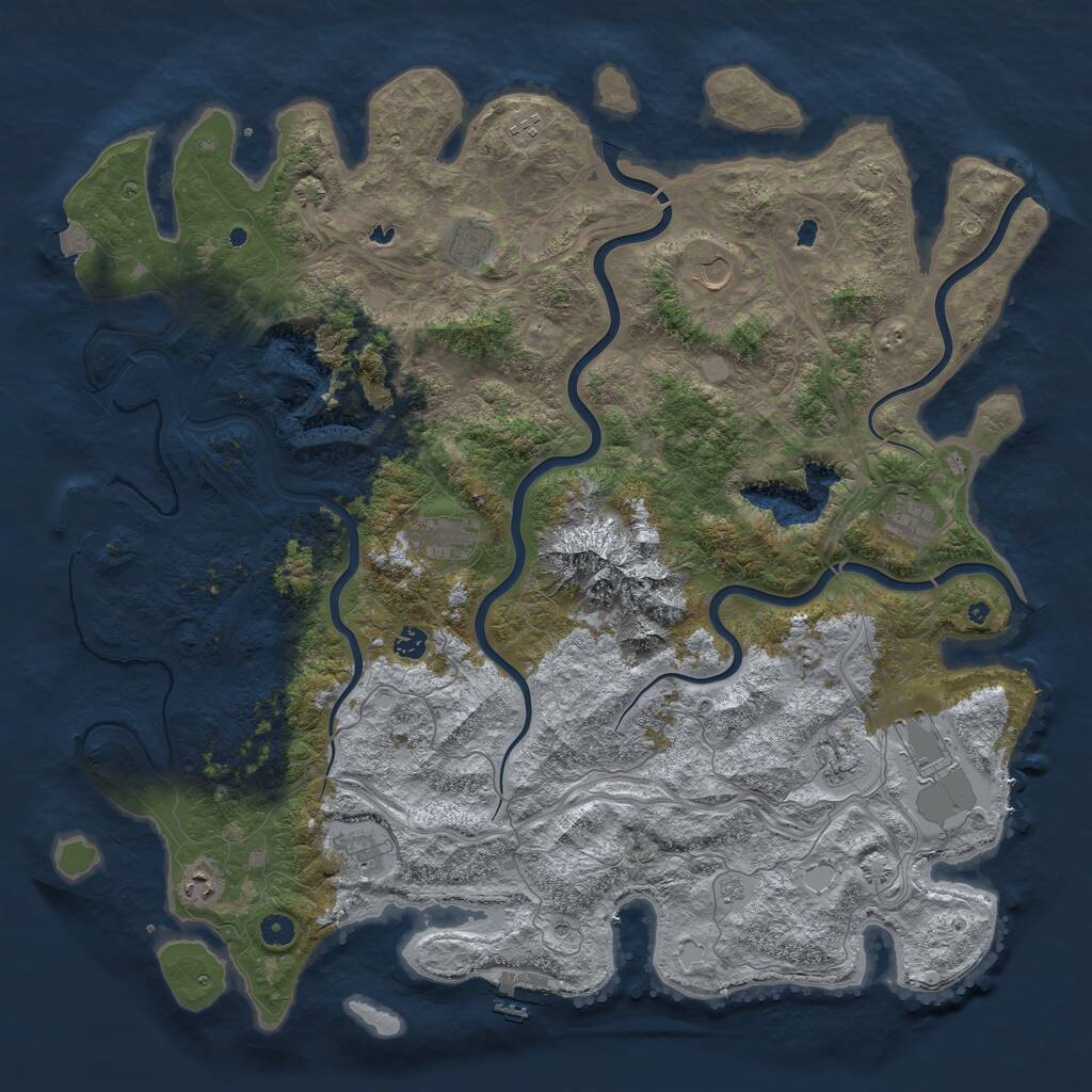 Rust Map: Procedural Map, Size: 5000, Seed: 7483647, 16 Monuments