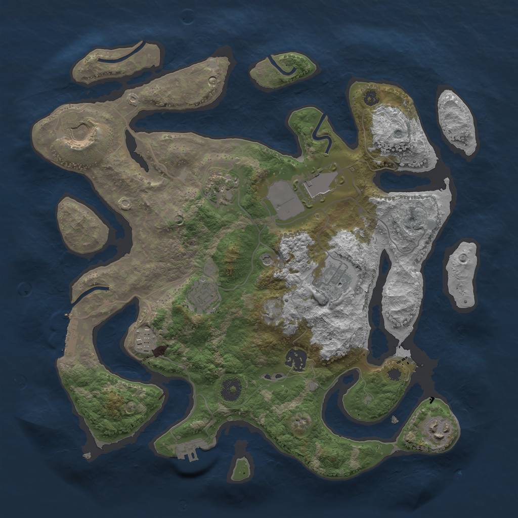 Rust Map: Procedural Map, Size: 3500, Seed: 8675300, 13 Monuments