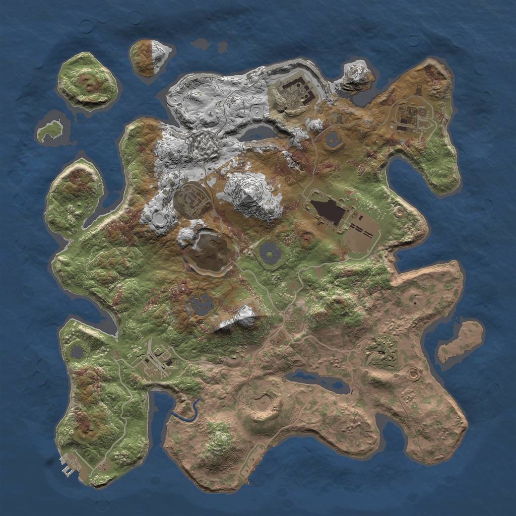 Rust Map: Procedural Map, Size: 3500, Seed: 54356, 15 Monuments