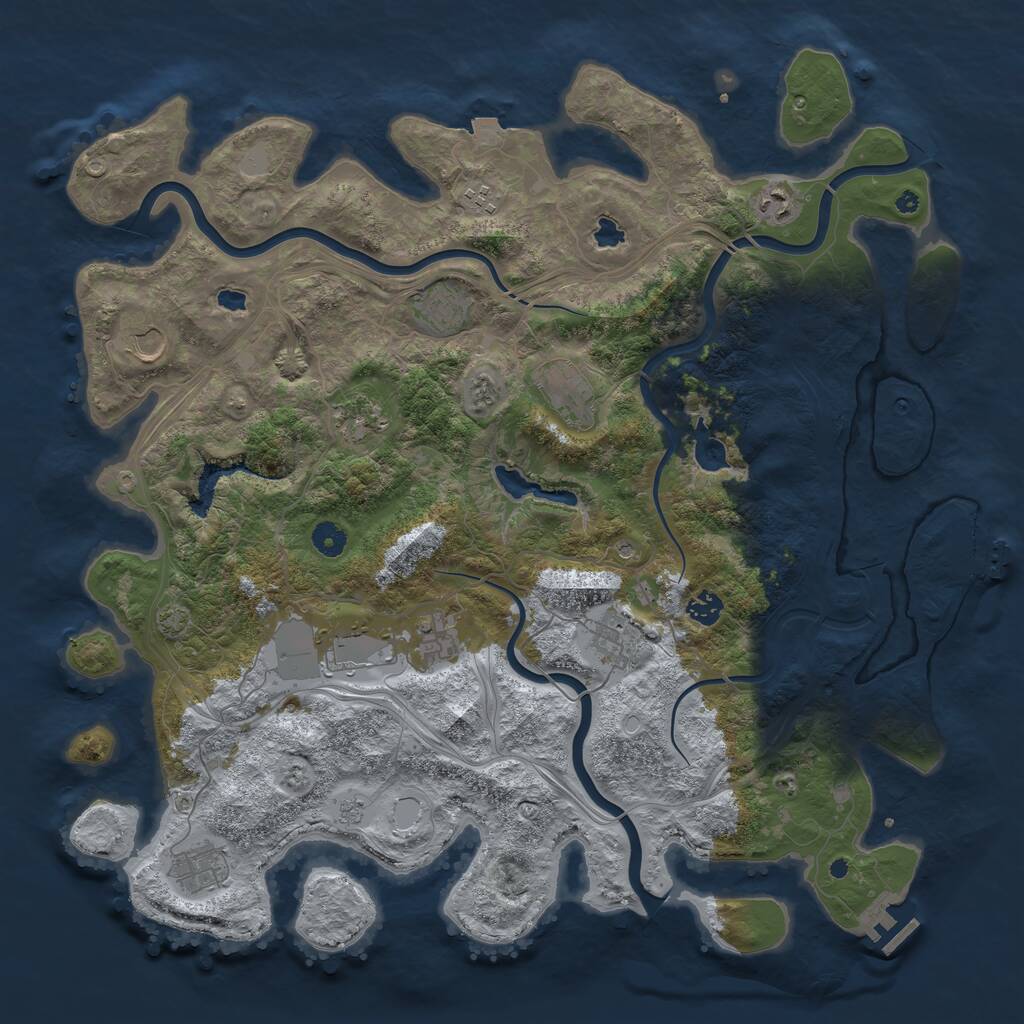 Rust Map: Procedural Map, Size: 4500, Seed: 231170, 17 Monuments