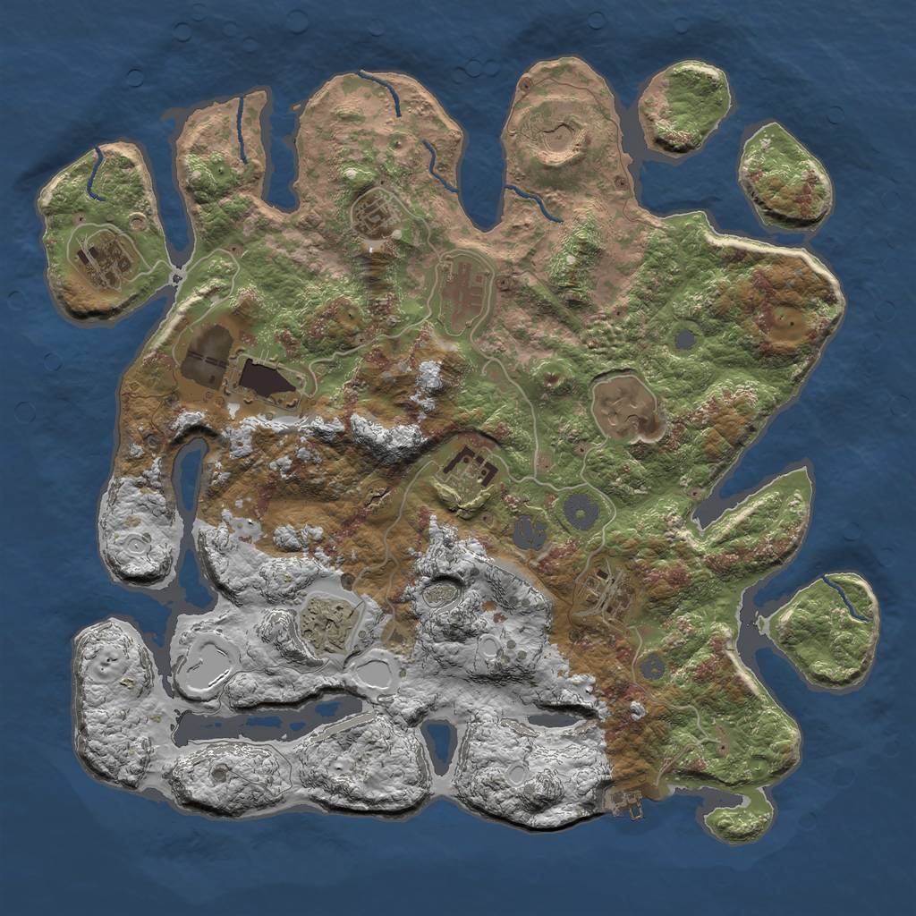 Rust Map: Procedural Map, Size: 3900, Seed: 1758551988, 15 Monuments