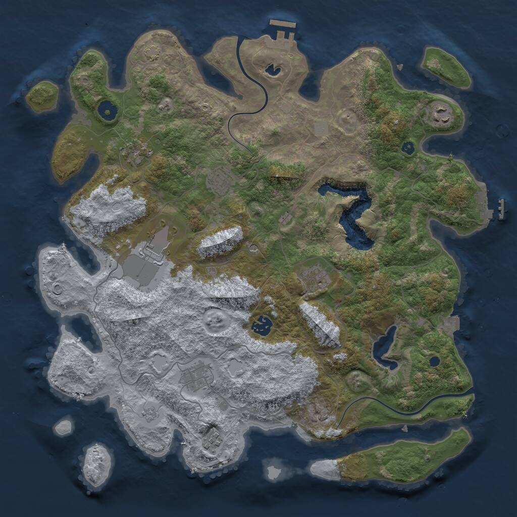 Rust Map: Procedural Map, Size: 4000, Seed: 4291, 14 Monuments