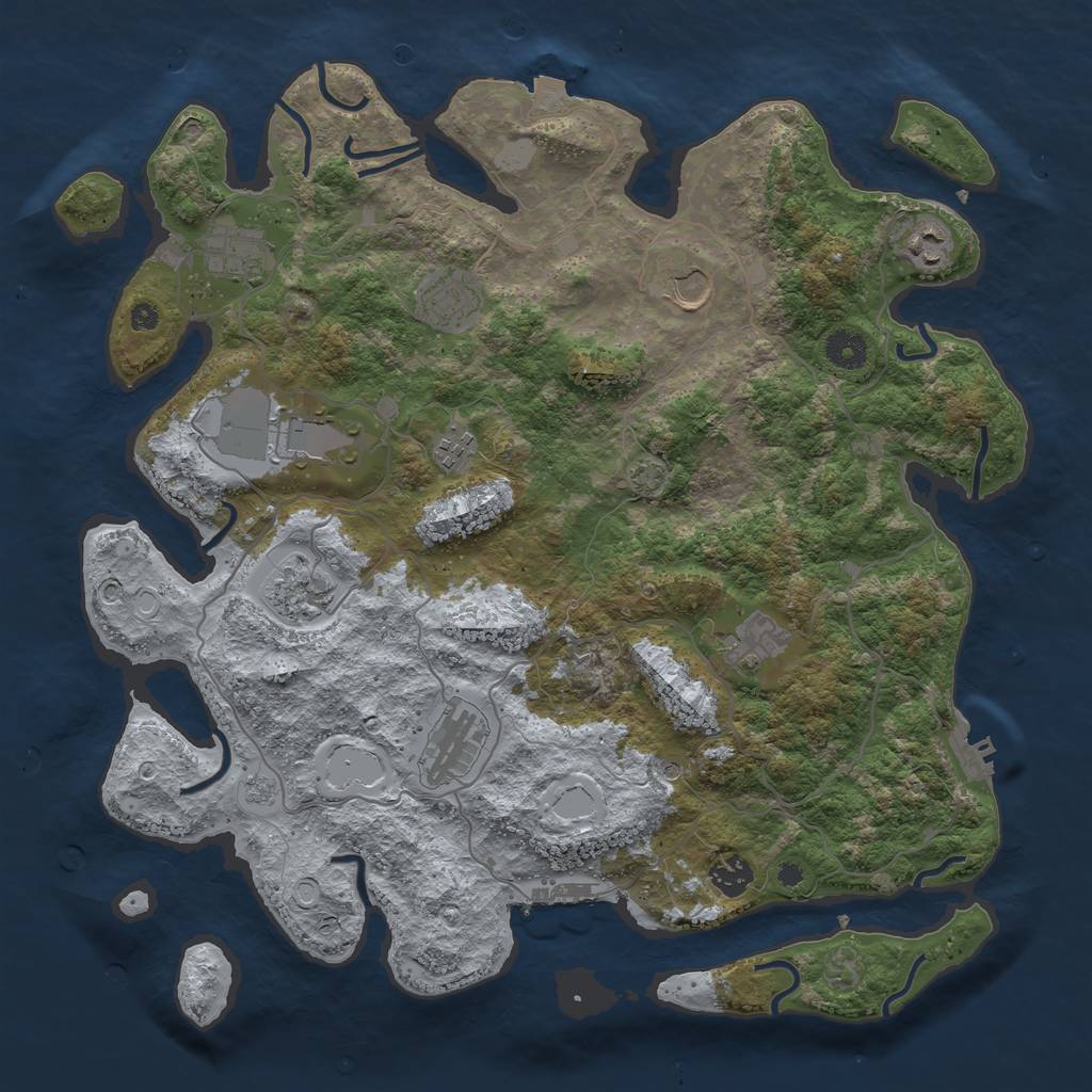 Rust Map: Procedural Map, Size: 4000, Seed: 4291, 18 Monuments