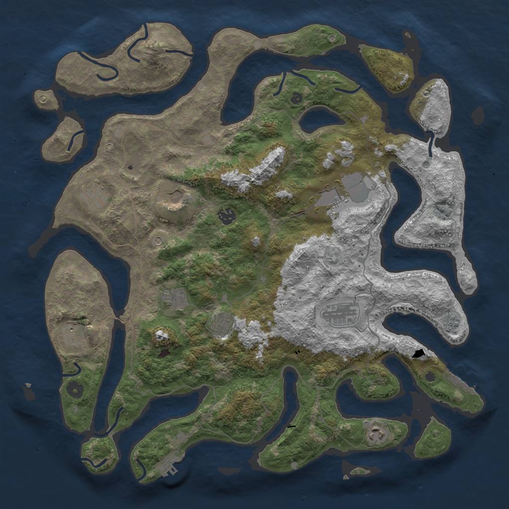 Rust Map: Procedural Map, Size: 4500, Seed: 123873123, 15 Monuments