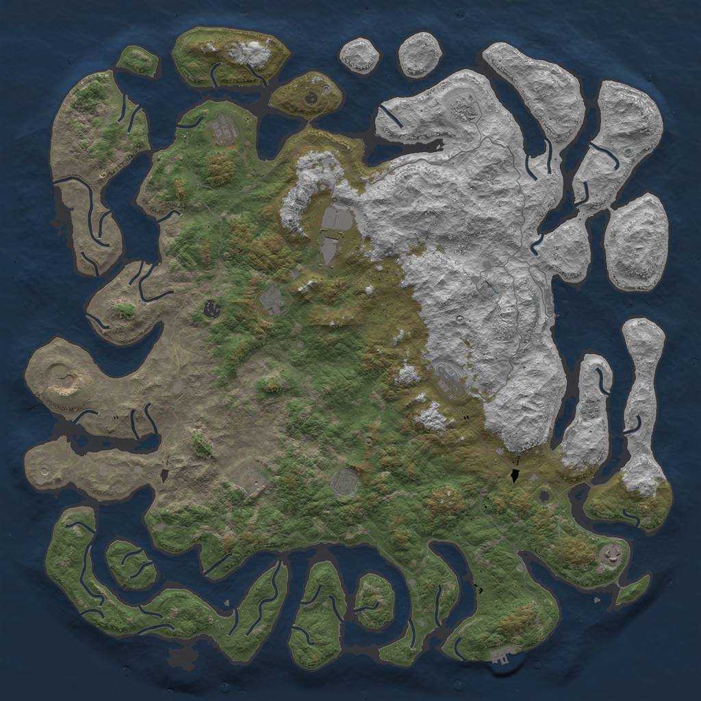 Rust Map: Procedural Map, Size: 6000, Seed: 62708857, 16 Monuments