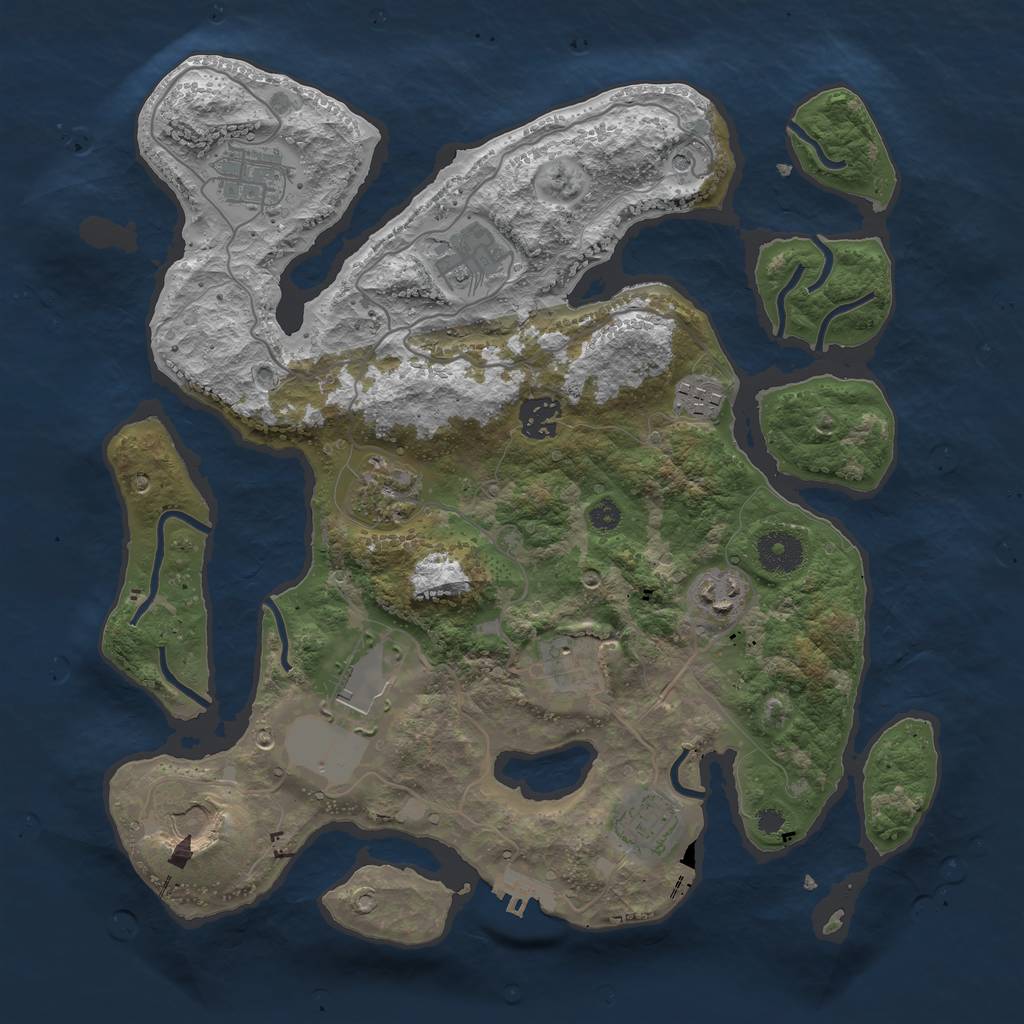 Rust Map: Procedural Map, Size: 3500, Seed: 1859138699, 14 Monuments