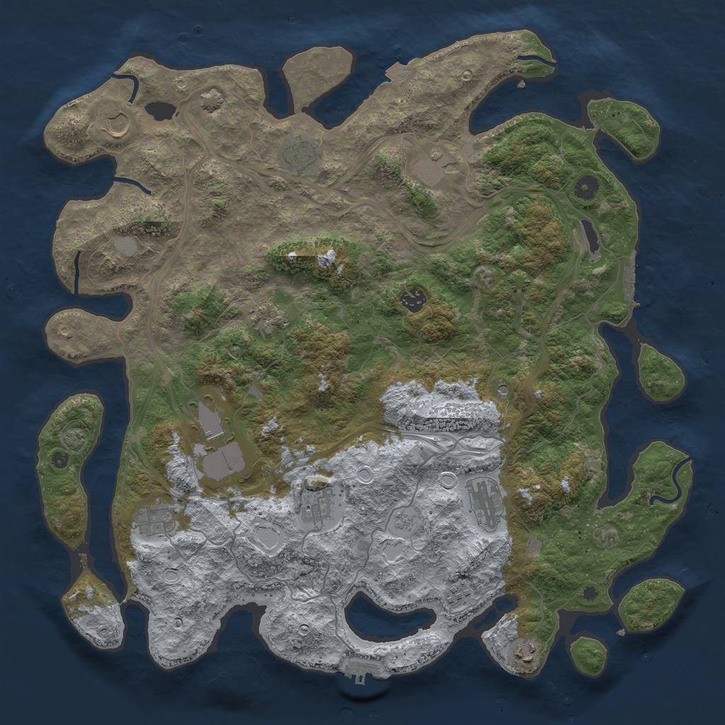 Rust Map: Procedural Map, Size: 4500, Seed: 79334180, 19 Monuments