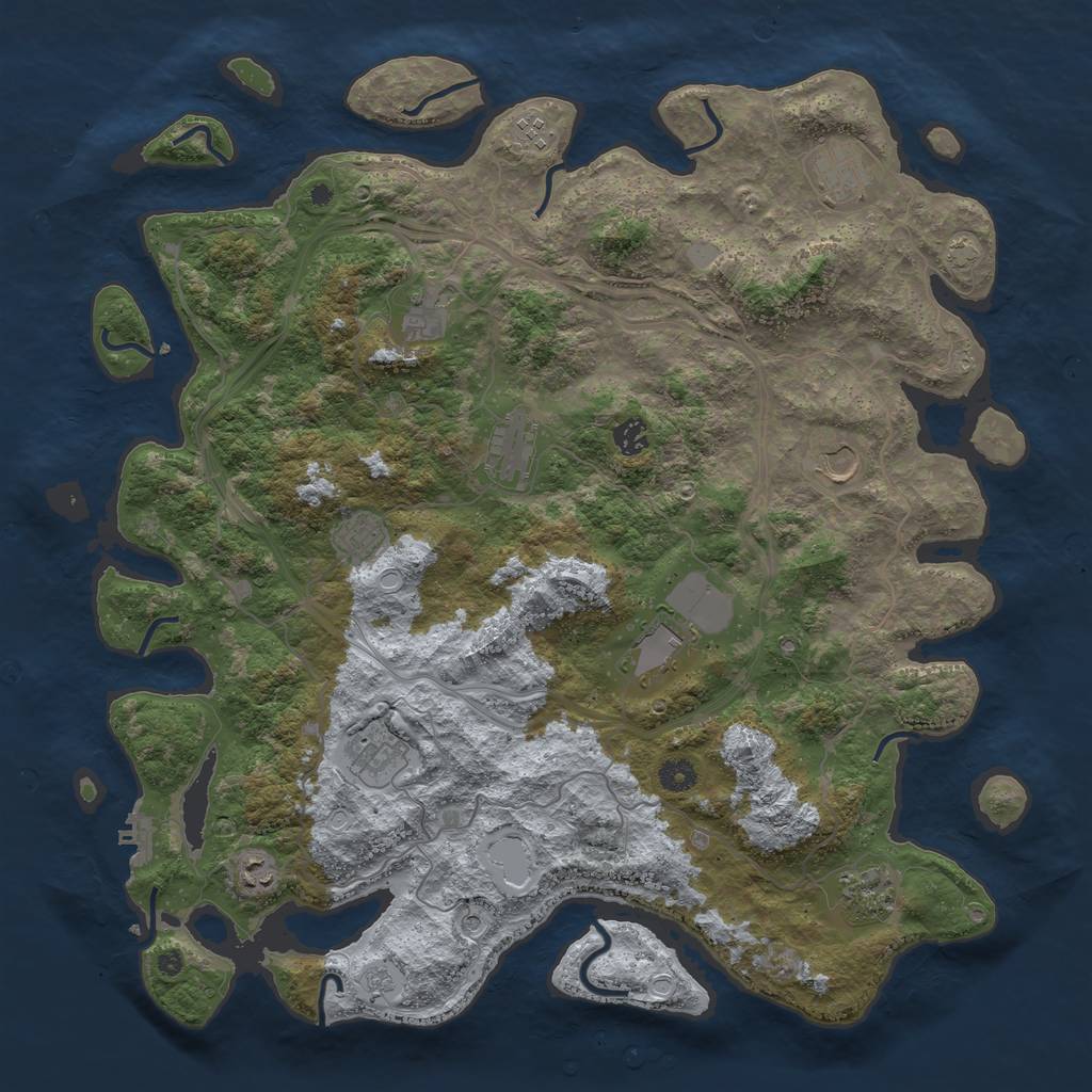 Rust Map: Procedural Map, Size: 4500, Seed: 380932683, 18 Monuments