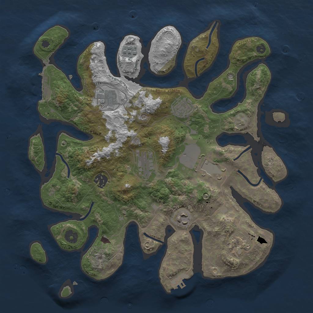 Rust Map: Procedural Map, Size: 3500, Seed: 1245542, 19 Monuments