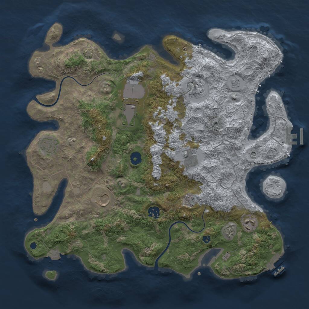 Rust Map: Procedural Map, Size: 3800, Seed: 304846409, 14 Monuments