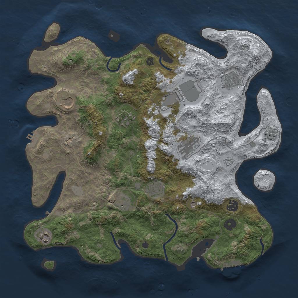 Rust Map: Procedural Map, Size: 3800, Seed: 304846409, 19 Monuments