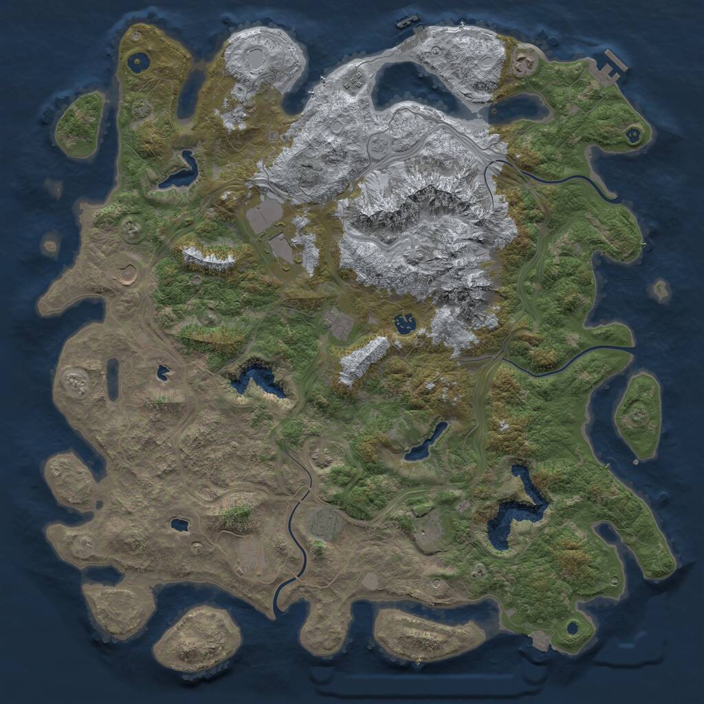 Rust Map: Procedural Map, Size: 5000, Seed: 9127114, 16 Monuments