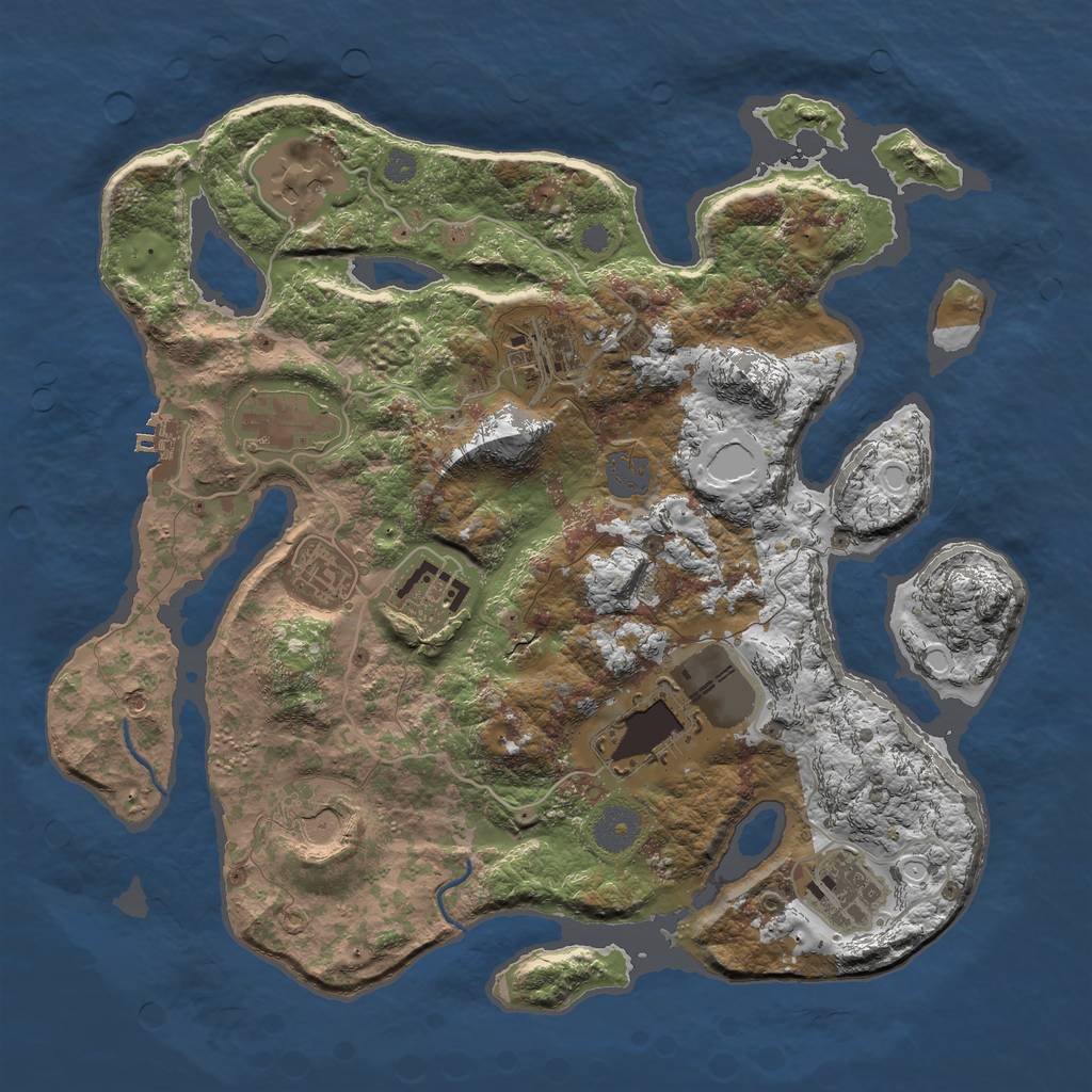 Rust Map: Procedural Map, Size: 3500, Seed: 3022, 14 Monuments