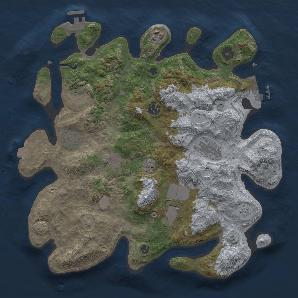 Rust Map: Procedural Map, Size: 3500, Seed: 3022, 14 Monuments