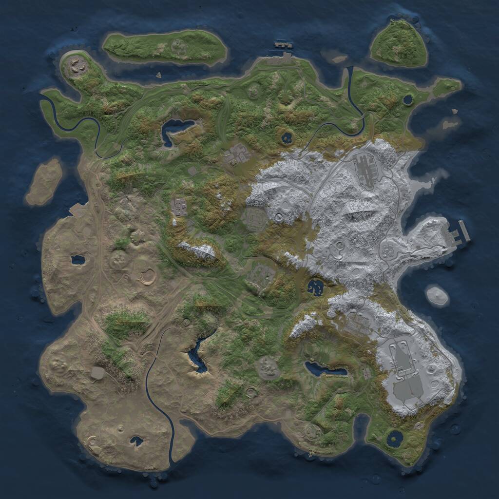 Rust Map: Procedural Map, Size: 4500, Seed: 154484, 16 Monuments