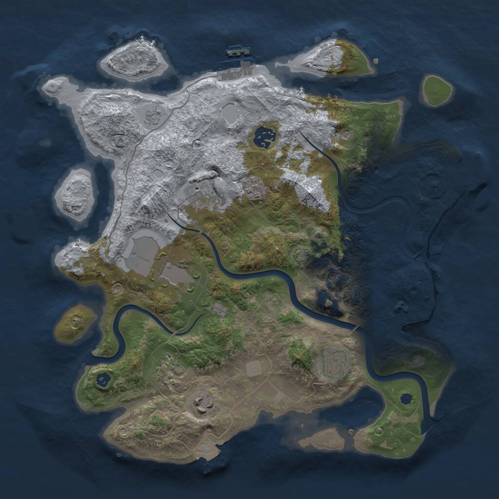 Rust Map: Procedural Map, Size: 3500, Seed: 50819, 13 Monuments