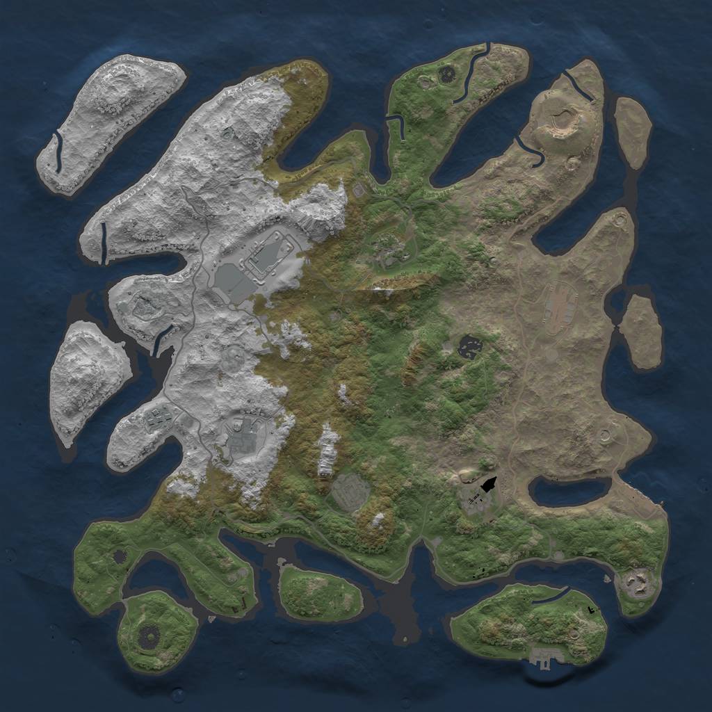 Rust Map: Procedural Map, Size: 4500, Seed: 351500828, 15 Monuments