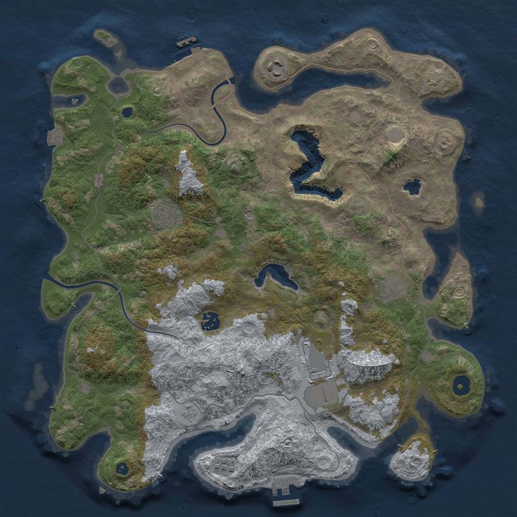 Rust Map: Procedural Map, Size: 4000, Seed: 170841, 12 Monuments