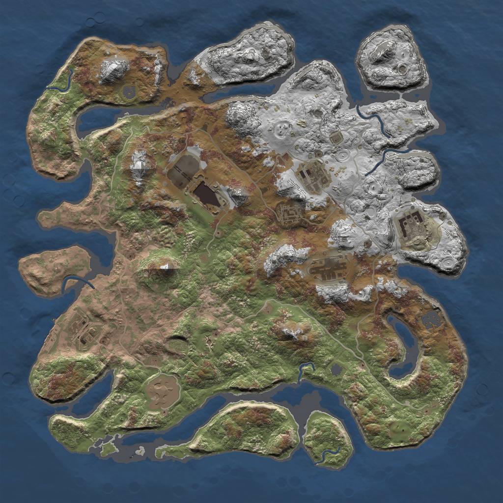 Rust Map: Procedural Map, Size: 4000, Seed: 1716056469, 13 Monuments