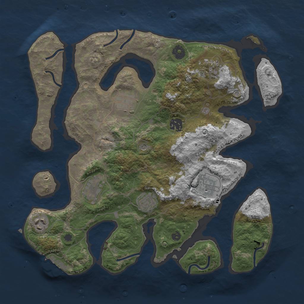 Rust Map: Procedural Map, Size: 3420, Seed: 77777778, 11 Monuments
