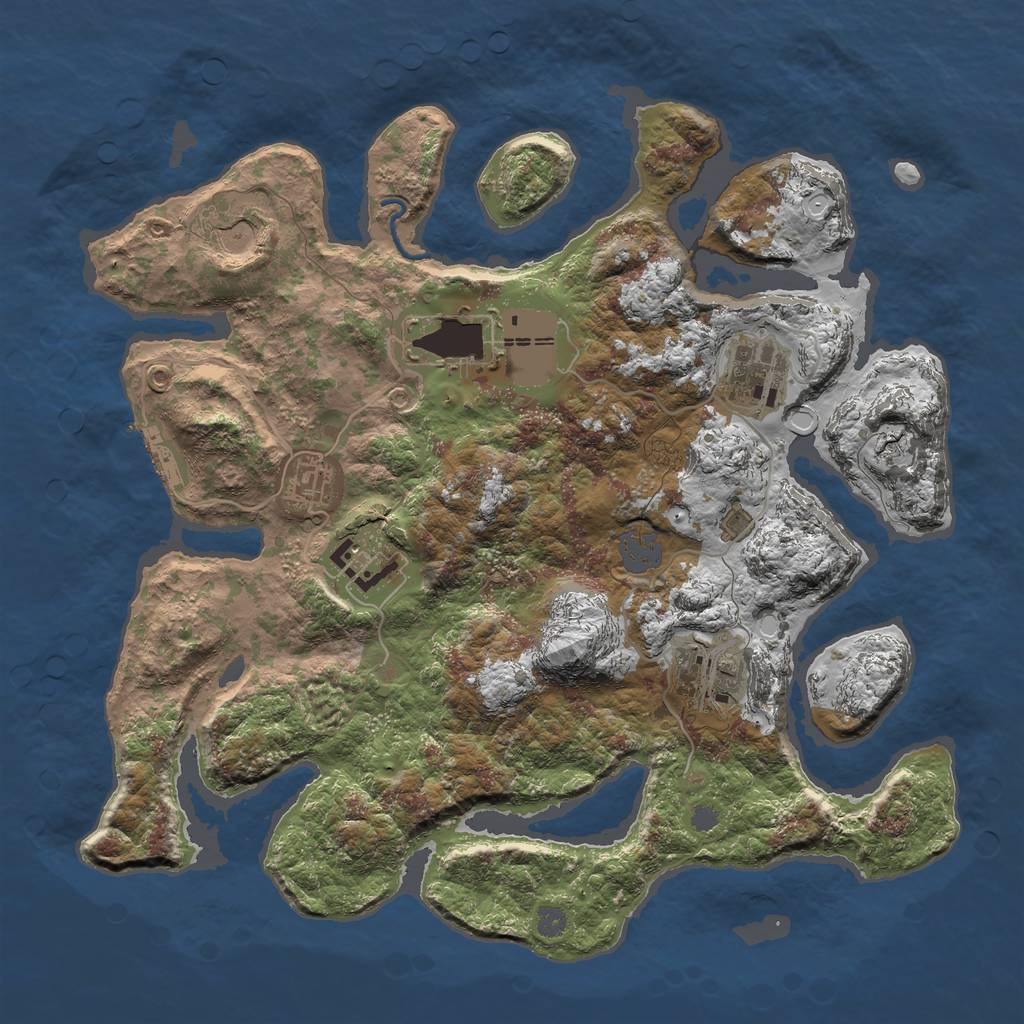 Rust Map: Procedural Map, Size: 3500, Seed: 2104117283, 12 Monuments