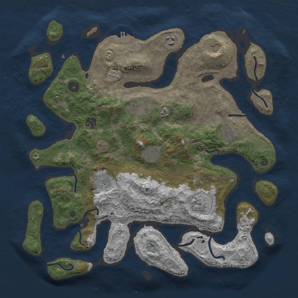 Rust Map: Procedural Map, Size: 4000, Seed: 4978372, 16 Monuments