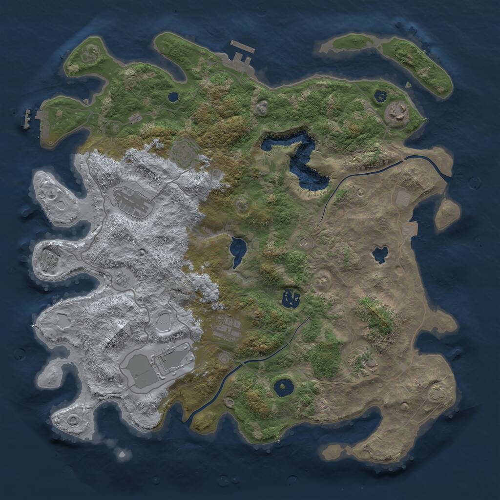 Rust Map: Procedural Map, Size: 4000, Seed: 2131313111, 14 Monuments