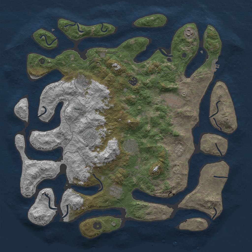 Rust Map: Procedural Map, Size: 4500, Seed: 880123, 12 Monuments