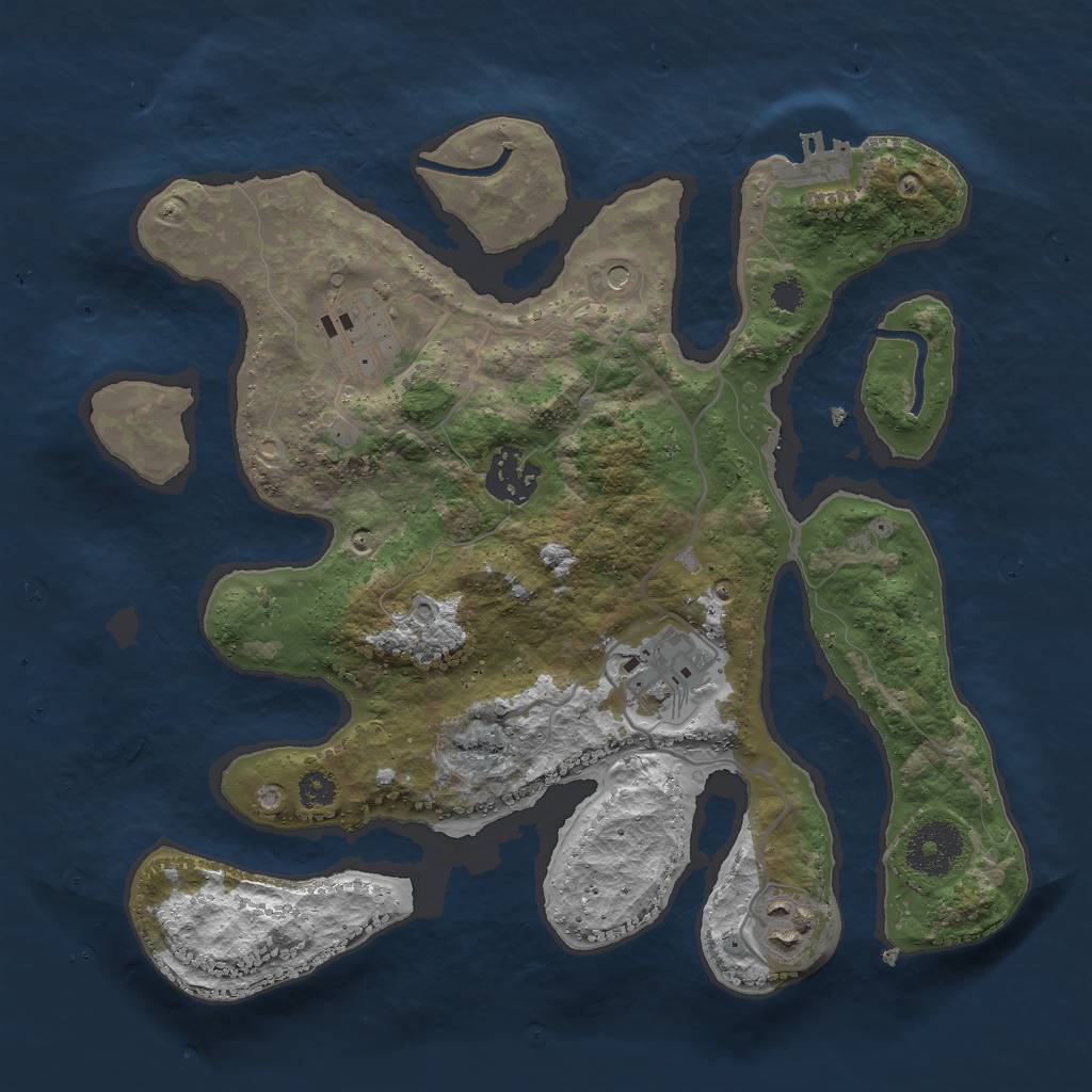 Rust Map: Procedural Map, Size: 3000, Seed: 8912789, 8 Monuments