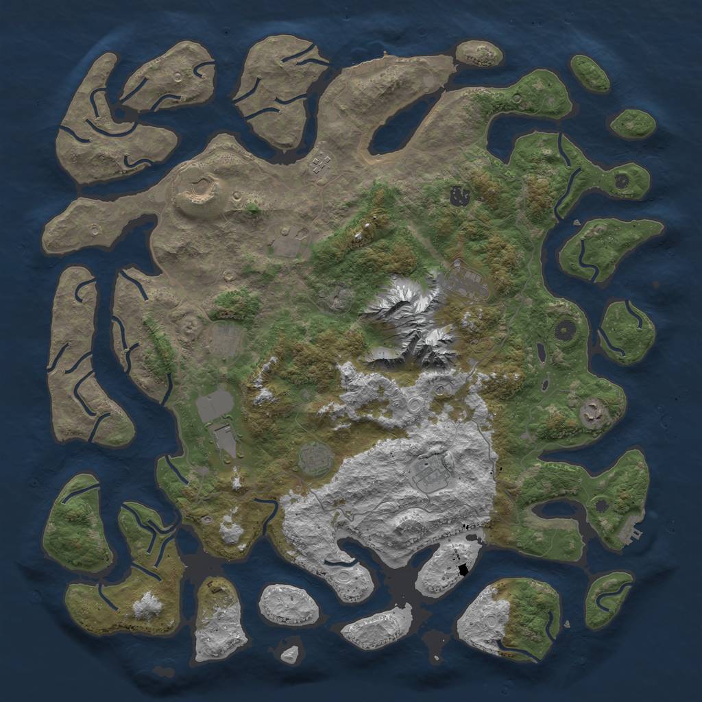 Rust Map: Procedural Map, Size: 5000, Seed: 2005322491, 18 Monuments