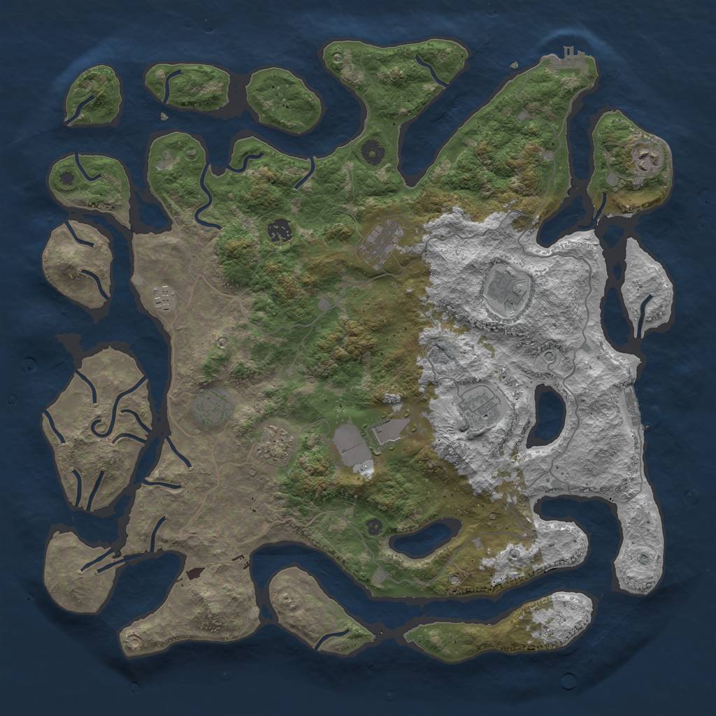 Rust Map: Procedural Map, Size: 4500, Seed: 4900, 14 Monuments